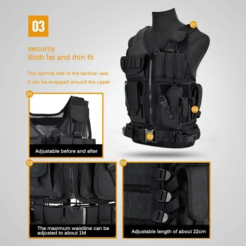 Dulglakip-Gilet pare-balles réglable Molle, gilets de garde de sécurité, chasse, armée, extérieur, CS, jeu de guerre, veste d'entraînement Airsoft