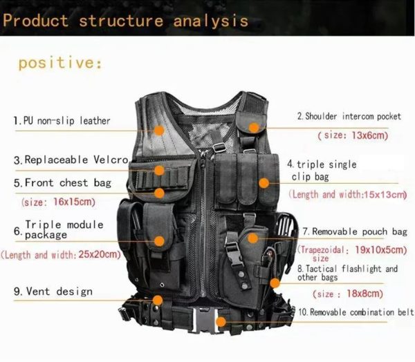 Dulglakip-Gilet pare-balles réglable Molle, gilets de garde de sécurité, chasse, armée, extérieur, CS, jeu de guerre, veste d'entraînement Airsoft – Image 3