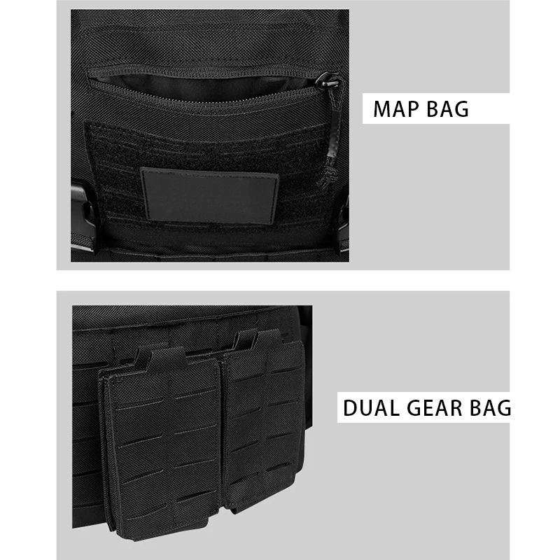 Dulgla6094-Gilet de transport détachable rapide, léger, découpé au laser, chasse en plein air, équipement noir, haute qualité