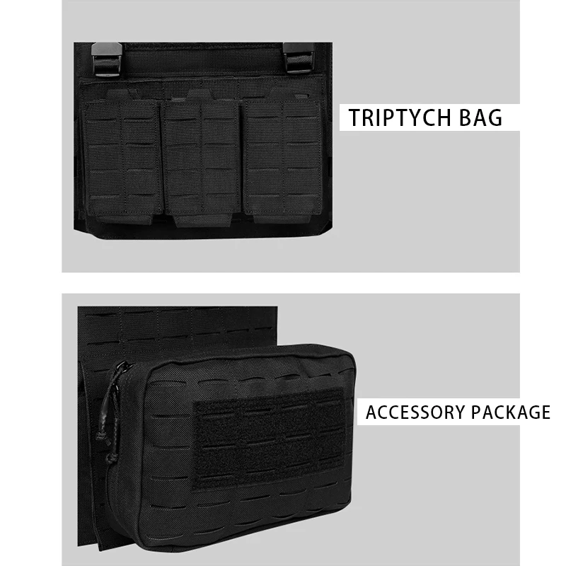 Dulgla6094-Gilet de transport détachable rapide, léger, découpé au laser, chasse en plein air, équipement noir, haute qualité