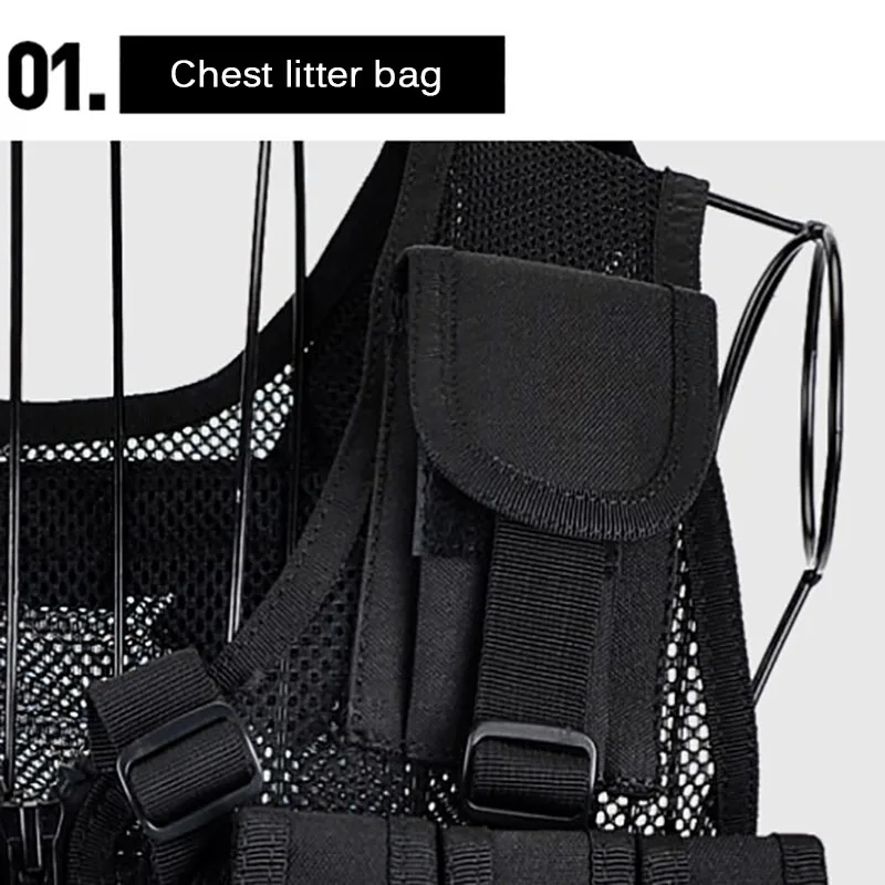 Vêtements de sécurité de chasse en plein air réglables, veste DulglaSwat, poitrine, multi-poches, CS, glaçure de chasse, accessoires de camping