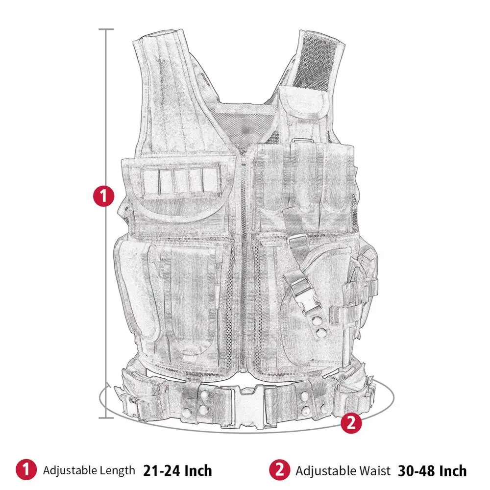 Vêtements de sécurité de chasse en plein air réglables, veste DulglaSwat, poitrine, multi-poches, CS, glaçure de chasse, accessoires de camping