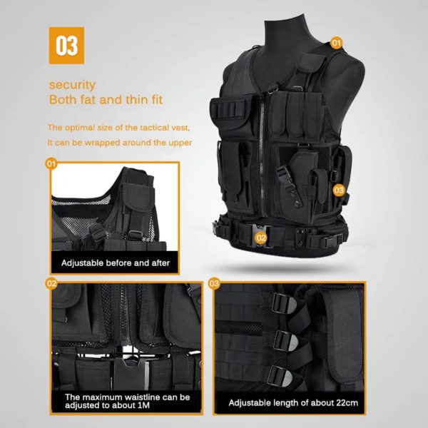Vêtements de sécurité de chasse en plein air réglables, veste DulglaSwat, poitrine, multi-poches, CS, glaçure de chasse, accessoires de camping – Image 5