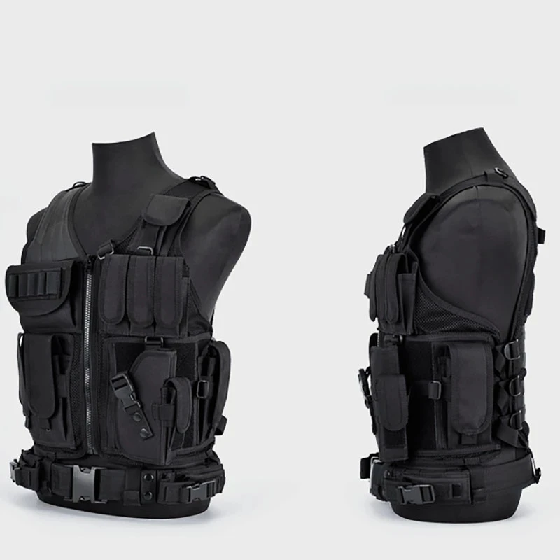 Vêtements de sécurité de chasse en plein air réglables, veste DulglaSwat, poitrine, multi-poches, CS, glaçure de chasse, accessoires de camping
