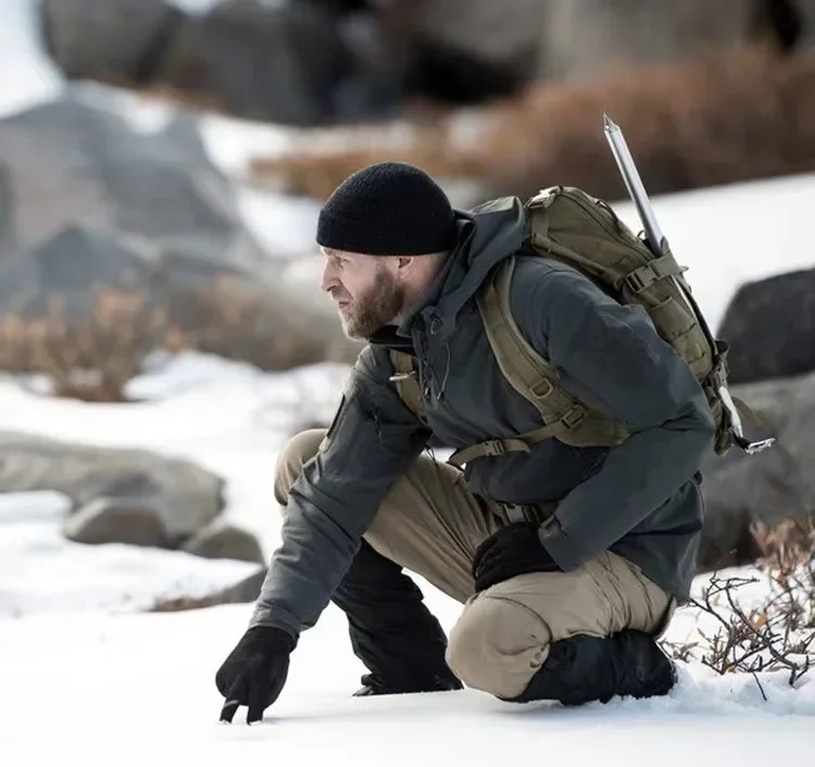 Chemise de pêche coupe-vent et imperméable, veste militaire d'hiver à coque souple pour hommes, pantalon à capuche, randonnée, chasse, assaut
