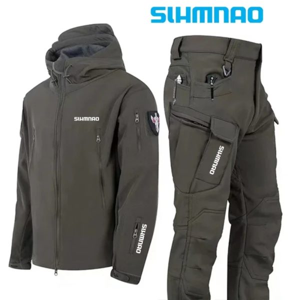 Chemise de pêche coupe-vent et imperméable, veste militaire d'hiver à coque souple pour hommes, pantalon à capuche, randonnée, chasse, assaut – Image 3