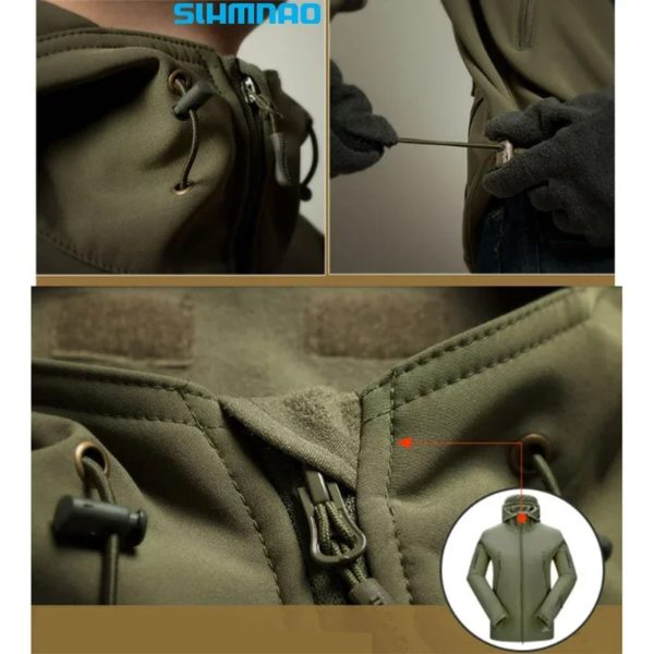 Chemise de pêche coupe-vent et imperméable, veste militaire d'hiver à coque souple pour hommes, pantalon à capuche, randonnée, chasse, assaut – Image 6