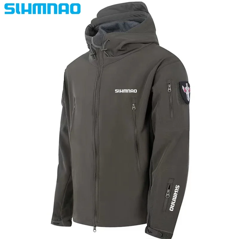 Chemise de pêche coupe-vent et imperméable, veste militaire d'hiver à coque souple pour hommes, pantalon à capuche, randonnée, chasse, assaut
