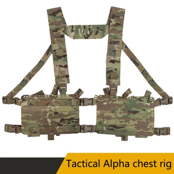 Système MOLLE de plate-forme de poitrine tactique à double face séparée par Alpha, sac de rangement élastique interne, haute expansion
