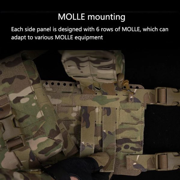 Système MOLLE de plate-forme de poitrine tactique à double face séparée par Alpha, sac de rangement élastique interne, haute expansion – Image 3