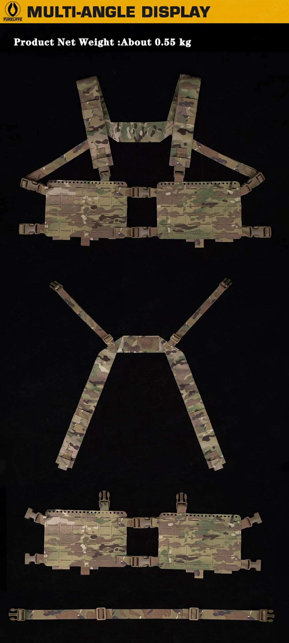 Gilet tactique suspendu SR, sac de rangement pour articles de sport, chasse, position du trou laser, équipement MOLLE, poudres de speAirsoft