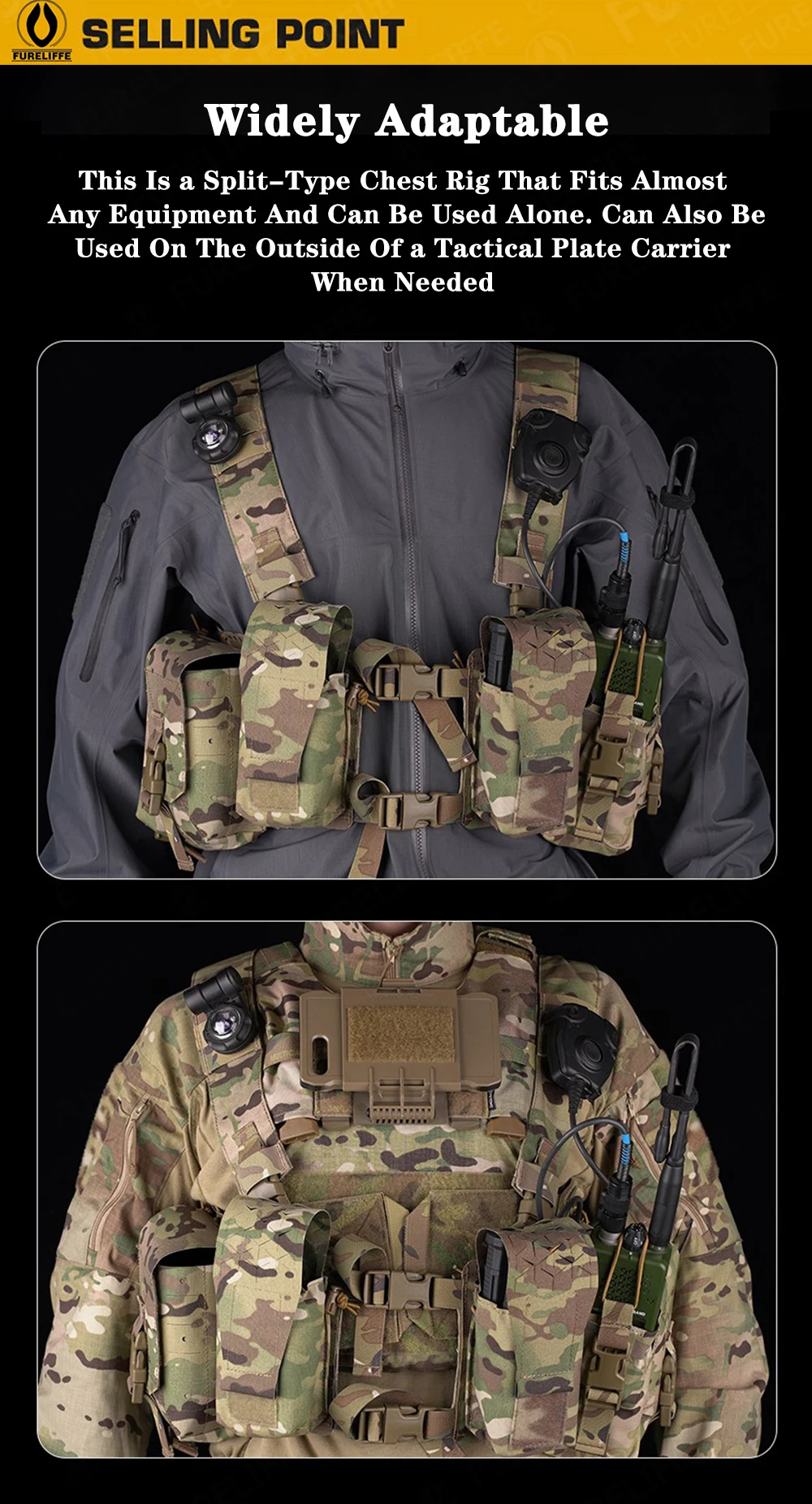 Gilet tactique suspendu SR, sac de rangement pour articles de sport, chasse, position du trou laser, équipement MOLLE, poudres de speAirsoft