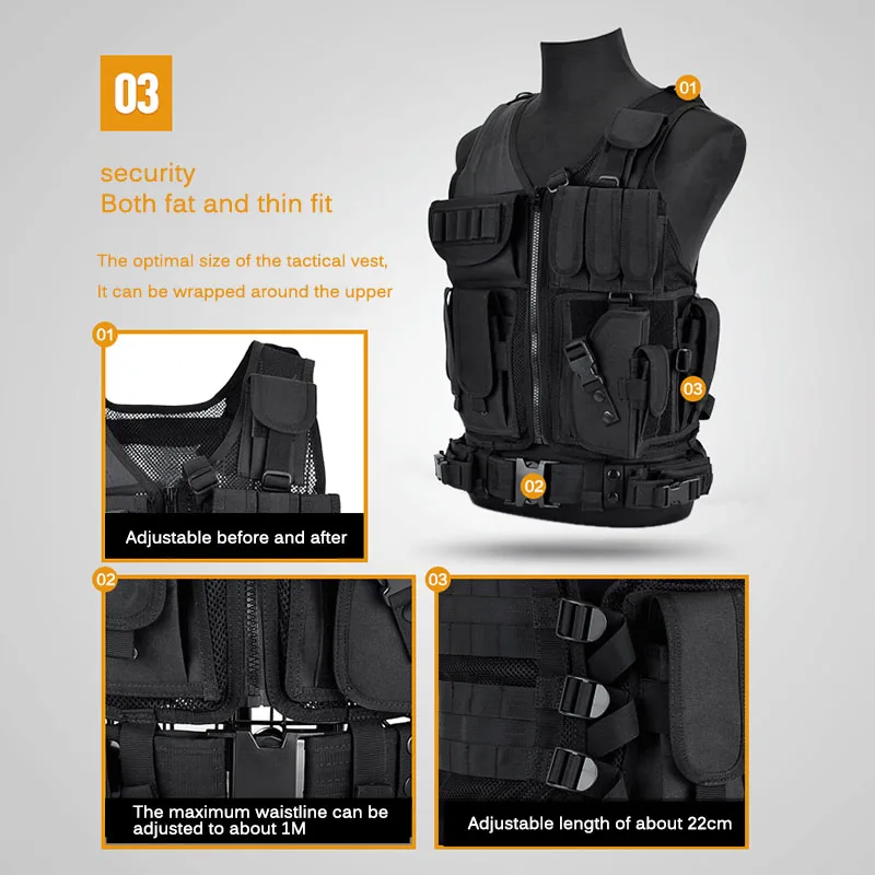 SWAT-Gilets d'armure Dulglakip, Veste d'entraînement réglable, Sécurité, html, Extérieur, CS, Cosplay, Jeu, Airsoft