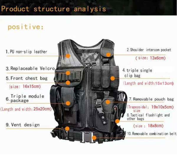 SWAT-Gilets d'armure Dulglakip, Veste d'entraînement réglable, Sécurité, html, Extérieur, CS, Cosplay, Jeu, Airsoft – Image 4