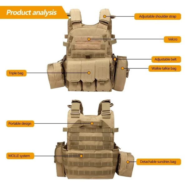 Armure militaire DulglaBody, Skip Army, CS Gear Hunting Plate, Electrolux, Airsoft Accessrespiration, Wargame Powder, Molle Glasure, 6094 – Image 3