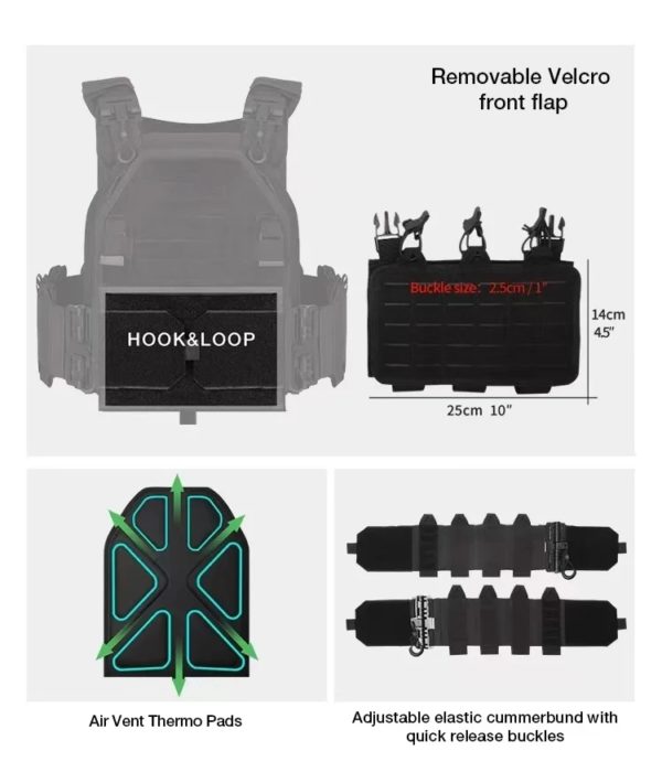 YAKEDA-Plaque de chasse DulglaOutdoor, Glasure de protection réglable, Équipement de saut Electrolux Airsoft, Gilet 6094 – Image 5
