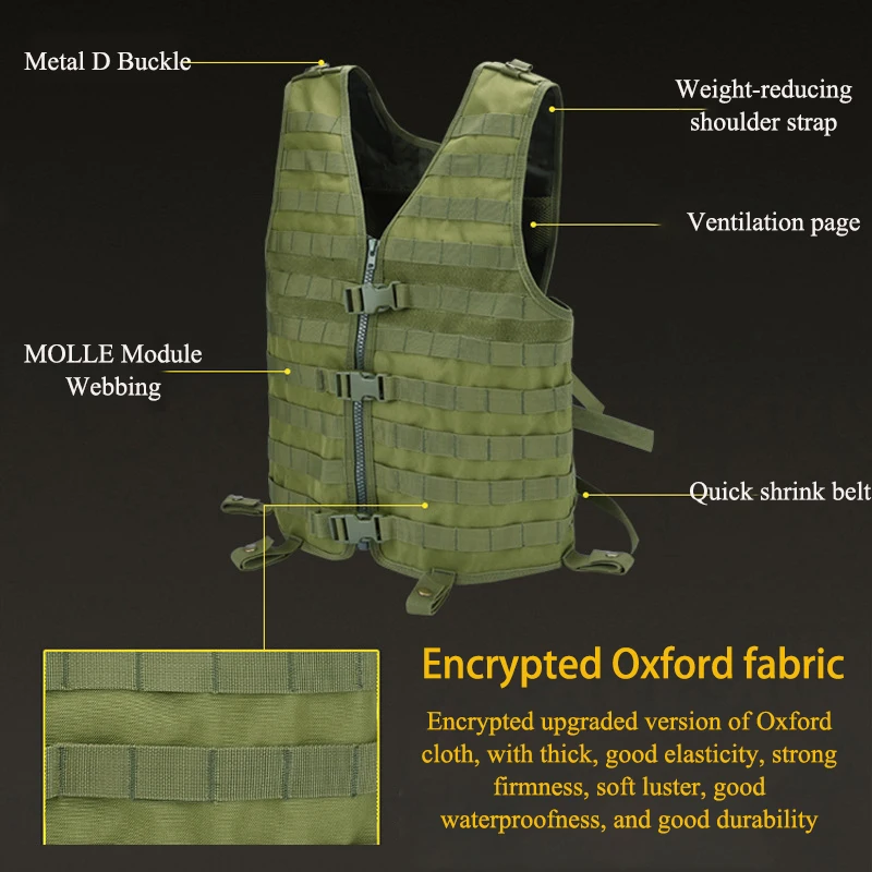 Veste de terrain DulglaMOLLE légère, démontage à dégagement rapide, entraînement militaire imbibé, saut Airsoft, chasse, paintball