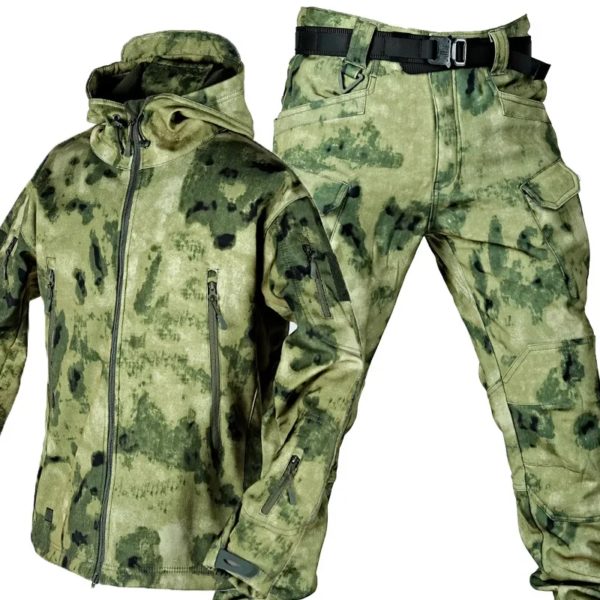 Combinaison de Charge imperméable et respirante en peau de requin, en peluche épaisse, tactique d'alpinisme, entraînement, automne et hiver – Image 6