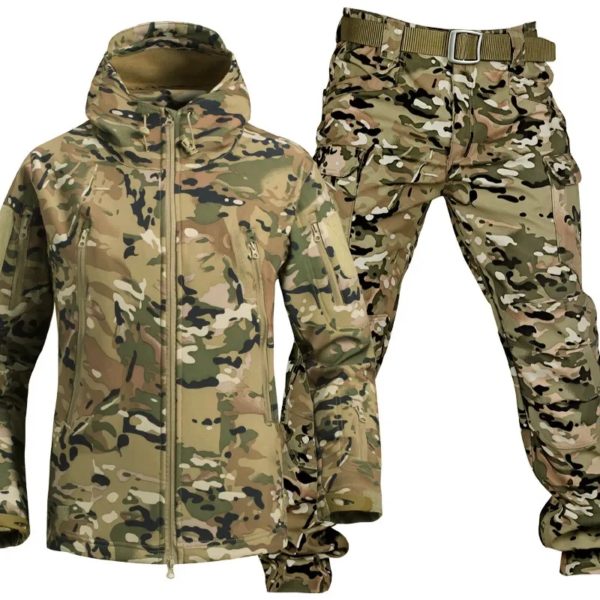 Combinaison de Charge imperméable et respirante en peau de requin, en peluche épaisse, tactique d'alpinisme, entraînement, automne et hiver – Image 5