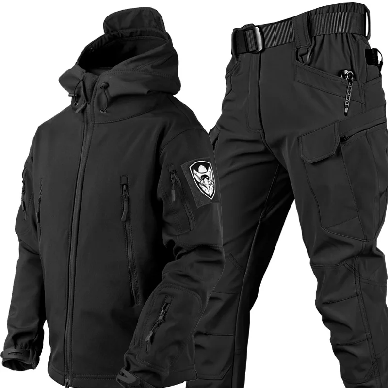 Combinaison de Charge imperméable et respirante en peau de requin, en peluche épaisse, tactique d'alpinisme, entraînement, automne et hiver