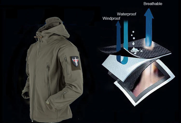 Combinaison de Charge imperméable et respirante en peau de requin, en peluche épaisse, tactique d'alpinisme, entraînement, automne et hiver Combinaison de Charge imperméable et respirante en peau de requin, en peluche épaisse, tactique d'alpinisme, entraînement, automne et hiver