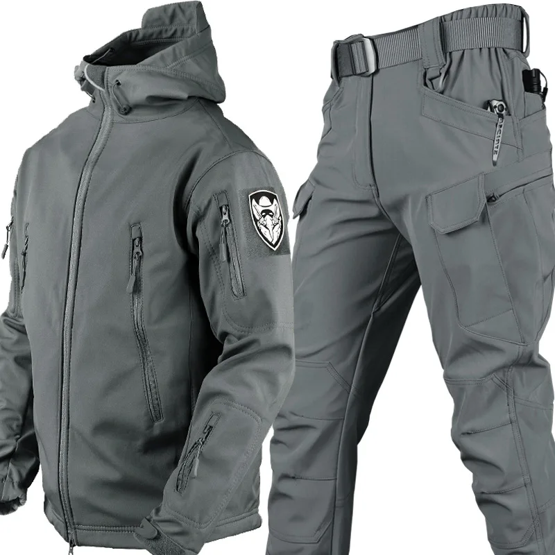 Combinaison de Charge imperméable et respirante en peau de requin, en peluche épaisse, tactique d'alpinisme, entraînement, automne et hiver