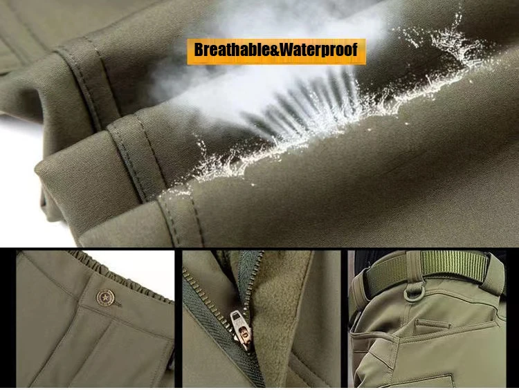 Combinaison de Charge imperméable et respirante en peau de requin, en peluche épaisse, tactique d'alpinisme, entraînement, automne et hiver