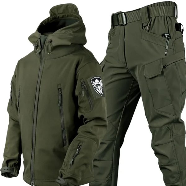 Combinaison de Charge imperméable et respirante en peau de requin, en peluche épaisse, tactique d'alpinisme, entraînement, automne et hiver – Image 2