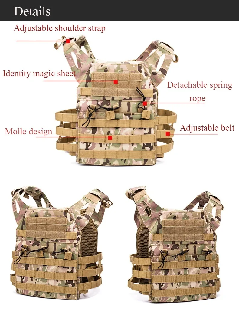 Gilet de chasse tactique Body Armor JPC Molle Plate Carrier Vest Multifunctional Outdoor Molle Training Vest Game Jungle Equipment