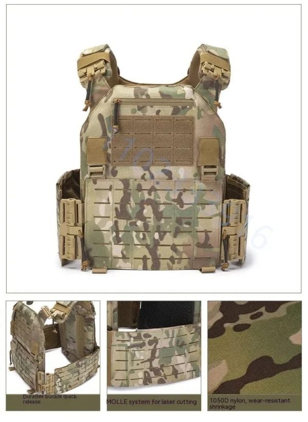 Gilet de combat noir léger détachable rapide, gilet tactique découpé au laser, équipement à transporter, plaque de protection, nouveau, 6094 – Image 3