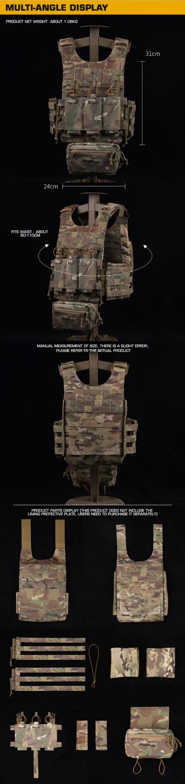 Dulotb-Sac de plaque arrière pour chasse Airsoft, dégagement rapide, Cummerbund avec triple poudres Mag 5.56, LV119