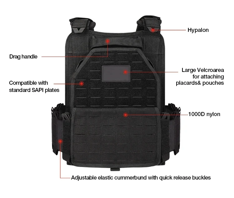 YAKEDA-Gilet de transport Dulgla6094, lumière détachable rapide, découpé au laser, chasse en plein air, équipement noir, haute qualité YAKEDA-Gilet de transport Dulgla6094, lumière détachable rapide, découpé au laser, chasse en plein air, équipement noir, haute qualité