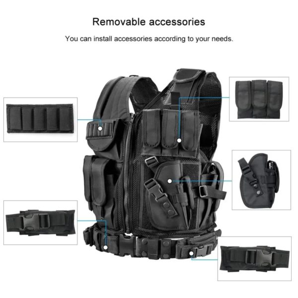 Veste réglable multi-poches DulglaMulti-Pocket, CS Game, Airsoft Training Hunting GlaAccessrespiration, Hunting ActivClothes, Swat – Image 3