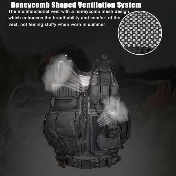 Gilets pare-balles réglables Molle DulglaActiv, veste d'entraînement Airsoft, chasse de sécurité, armée, jeu CS en plein air, saut – Image 3