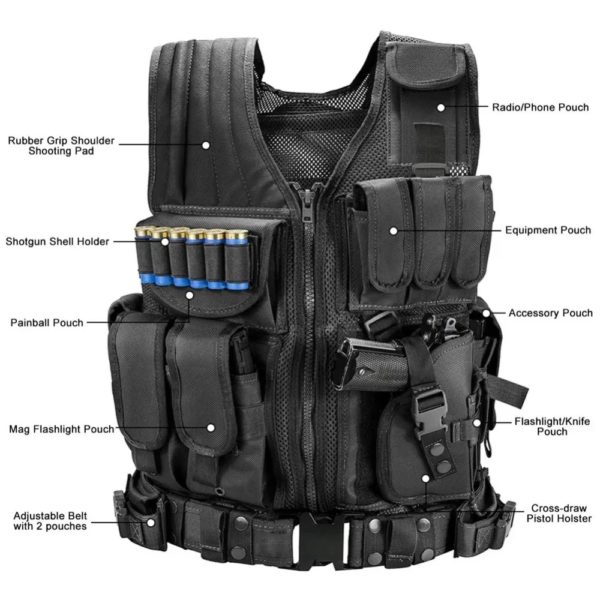 Gilets pare-balles réglables Molle DulglaActiv, veste d'entraînement Airsoft, chasse de sécurité, armée, jeu CS en plein air, saut – Image 5