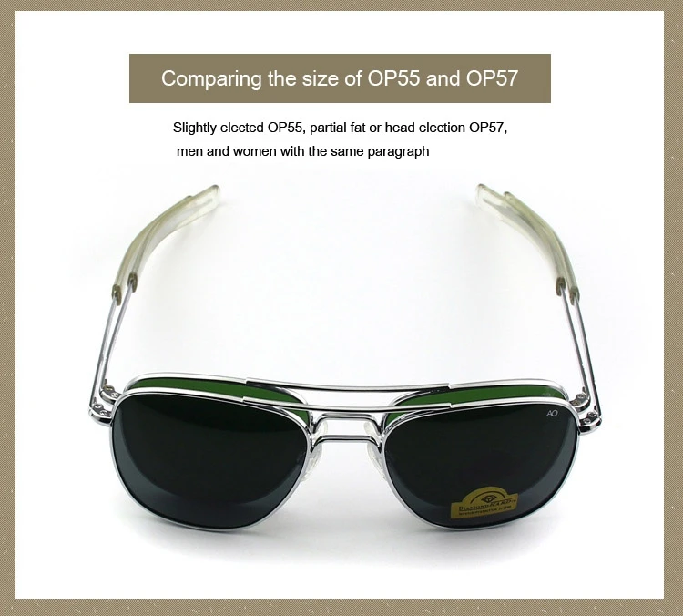 Lunettes de soleil polarisées pour hommes, de qualité supérieure, pour pilote militaire de l'armée américaine, marque de styliste, pour conduire, OP55 OP57
