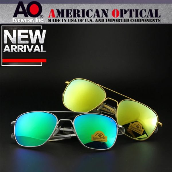 Lunettes de soleil de pilote militaire de l'armée américaine pour hommes, lentille en verre miroir AO, lunettes de soleil de conduite pour hommes, marque de créateur, qualité supérieure, OP55, OP57