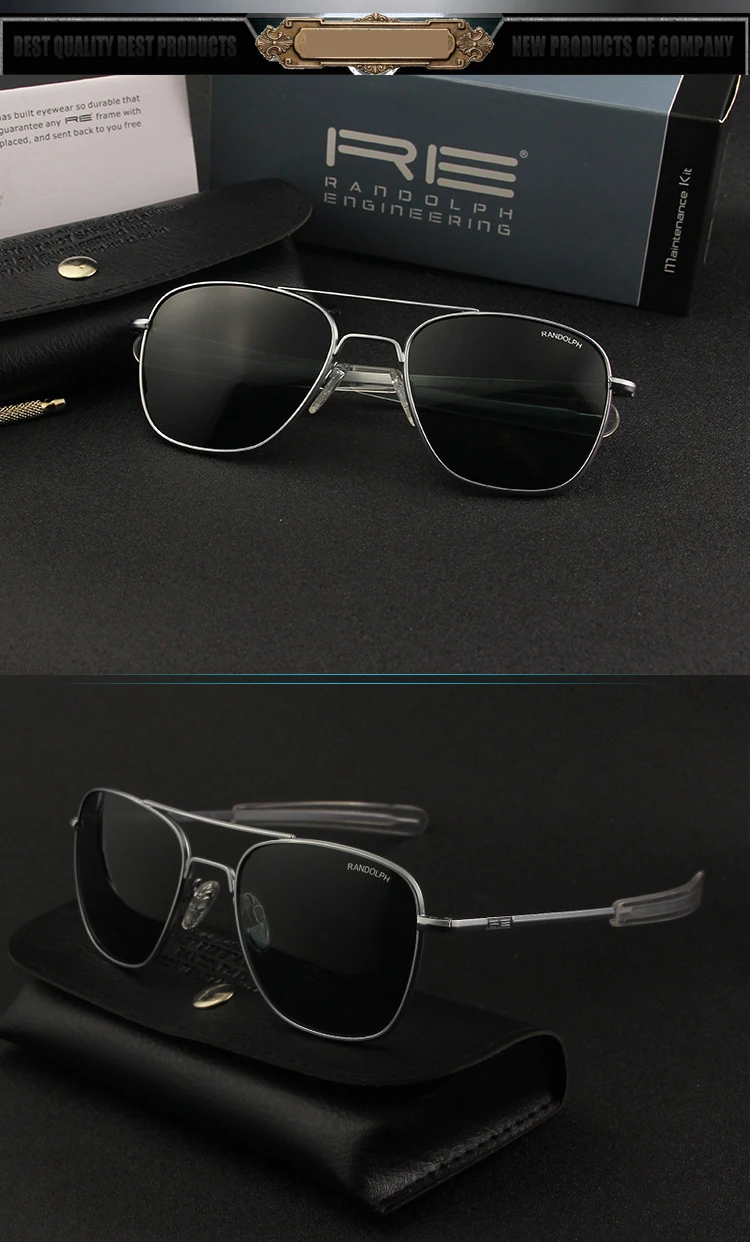Lunettes de soleil pilote RE pour hommes, lunettes de soleil de qualité supérieure pour hommes, armée américaine, lentille en verre militaire, lentille AO Oculos