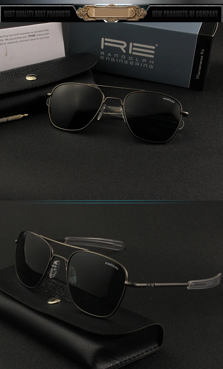 Lunettes de soleil pilote RE pour hommes, lunettes de soleil de qualité supérieure pour hommes, armée américaine, lentille en verre militaire, lentille AO Oculos