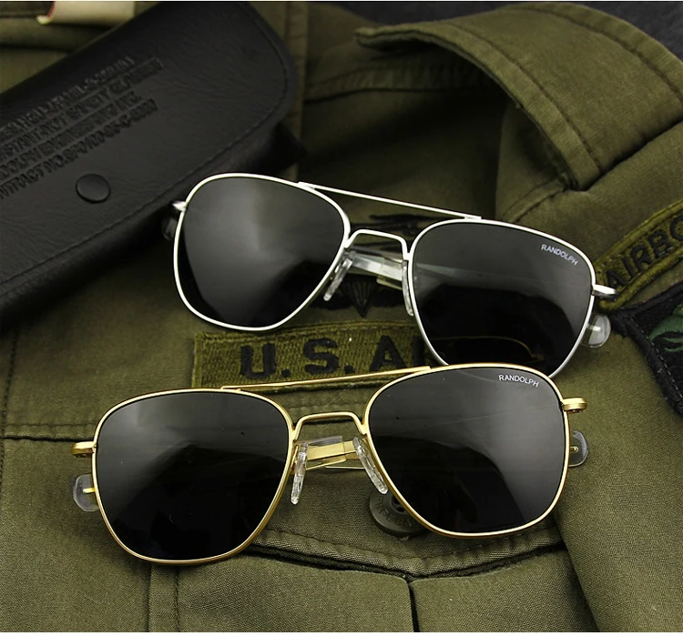 Lunettes de soleil pilote RE pour hommes, lunettes de soleil de qualité supérieure pour hommes, armée américaine, lentille en verre militaire, lentille AO Oculos