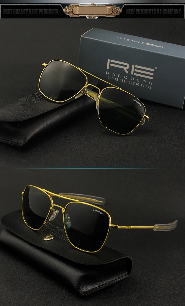 Lunettes de soleil pilote RE pour hommes, lunettes de soleil de qualité supérieure pour hommes, armée américaine, lentille en verre militaire, lentille AO Oculos