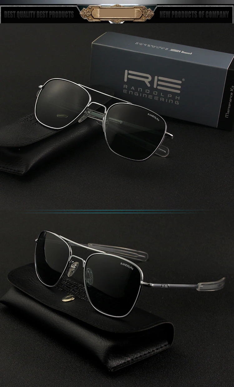 Lunettes de soleil pilote RE pour hommes, lunettes de soleil de qualité supérieure pour hommes, armée américaine, lentille en verre militaire, lentille AO Oculos