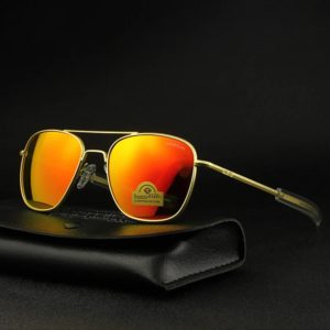 Lunettes de soleil pilote RE pour hommes, lunettes de soleil de qualité supérieure pour hommes, armée américaine, lentille en verre militaire, lentille AO Oculos