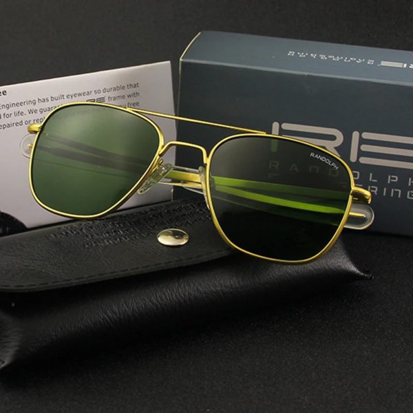 Lunettes de soleil pilote RE pour hommes, lunettes de soleil de qualité supérieure pour hommes, armée américaine, lentille en verre militaire, lentille AO Oculos – Image 6