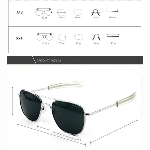 Lunettes de soleil pilote RE pour hommes, lunettes de soleil de qualité supérieure pour hommes, armée américaine, lentille en verre militaire, lentille AO Oculos – Image 5