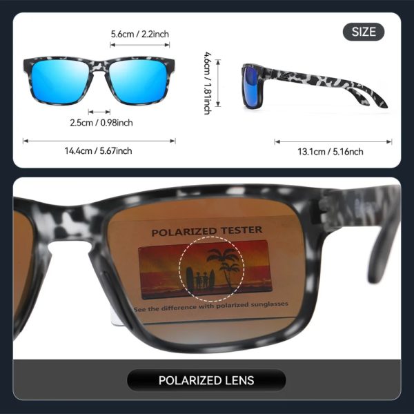 Agreenon-Lunettes de soleil carrées classiques pour hommes et femmes, lunettes de conduite HD, lunettes de soleil carrées colorées, lunettes de pêche polarisées en plein air, 2024 – Image 2