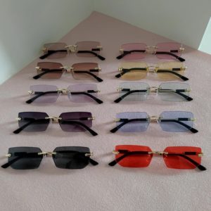 Lunettes de soleil rectangulaires sans monture pour femmes, lunettes de soleil ChimOutdoor, accessoires de conduite, mode, vente en gros, 10 pièces par ensemble