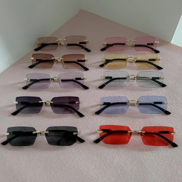 Lunettes de soleil rectangulaires sans monture pour femmes, lunettes de soleil ChimOutdoor, accessoires de conduite, mode, vente en gros, 10 pièces par ensemble
