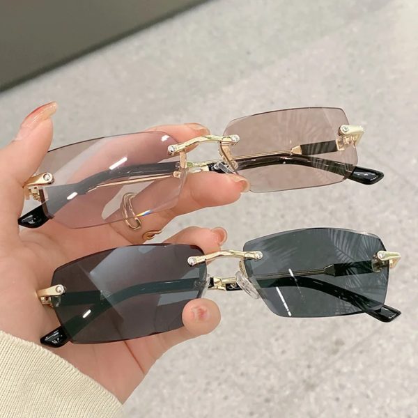 Lunettes de soleil rectangulaires sans monture pour femmes, lunettes de soleil ChimOutdoor, accessoires de conduite, mode, vente en gros, 10 pièces par ensemble – Image 4