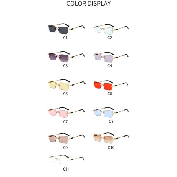 Lunettes de soleil rectangulaires sans monture pour femmes, lunettes de soleil ChimOutdoor, accessoires de conduite, mode, vente en gros, 10 pièces par ensemble – Image 5